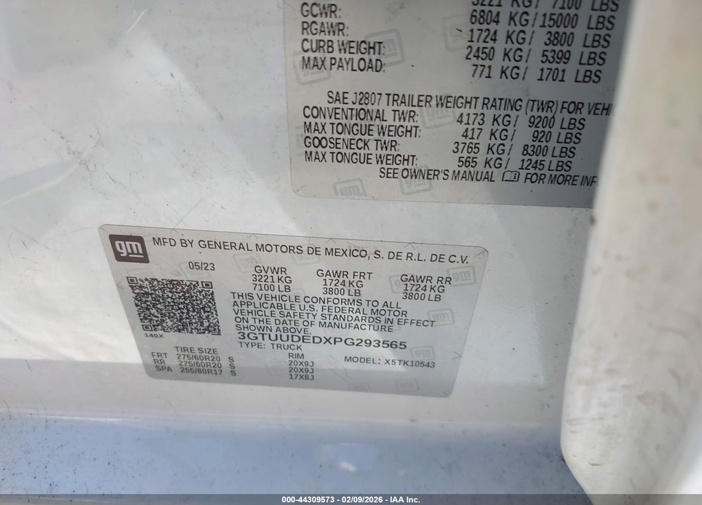 2023 GMC SIERRA 1500 4WD  SHORT BOX SLT VIN: 3GTUUDEDXPG293565