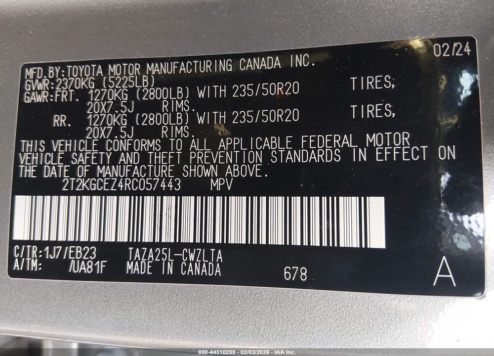 2024 LEXUS NX 350 F SPORT HANDLING VIN: 2T2KGCEZ4RC057443