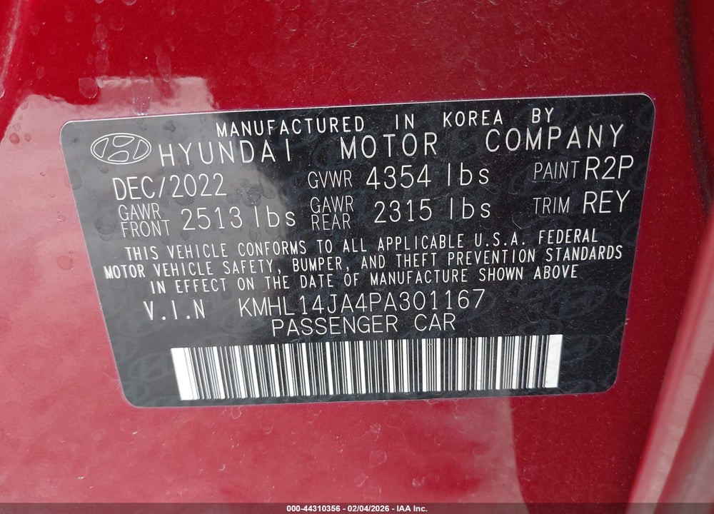 2023 HYUNDAI SONATA SEL VIN: KMHL14JA4PA301167
