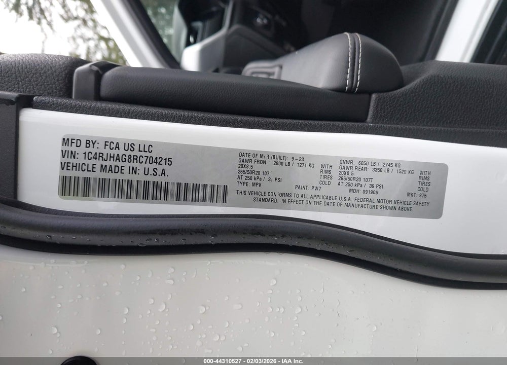 2024 JEEP GRAND CHEROKEE ALTITUDE X 4X4 VIN: 1C4RJHAG8RC704215