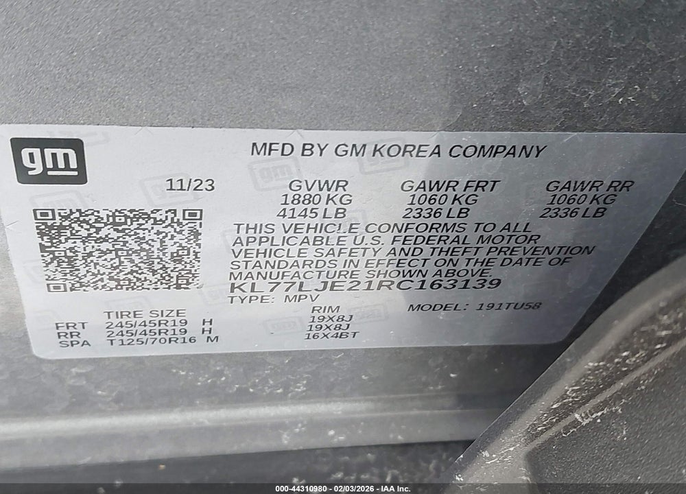 2024 CHEVROLET TRAX FWD 2RS VIN: KL77LJE21RC163139