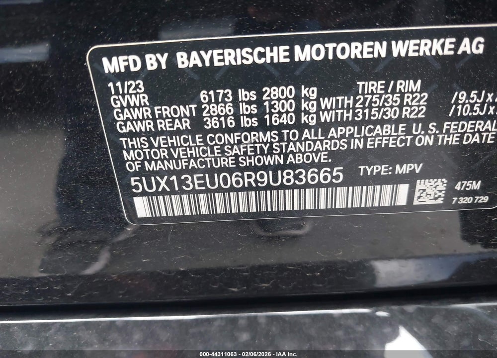 2024 BMW X5 SDRIVE40I VIN: 5UX13EU06R9U83665