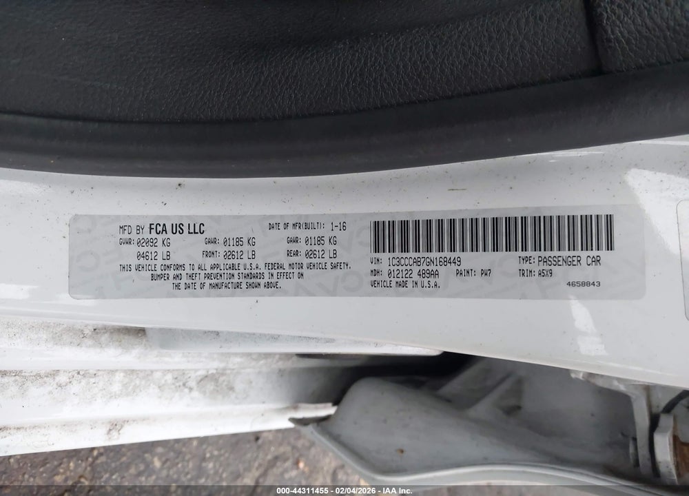 2016 CHRYSLER 200 LIMITED VIN: 1C3CCCAB7GN168449