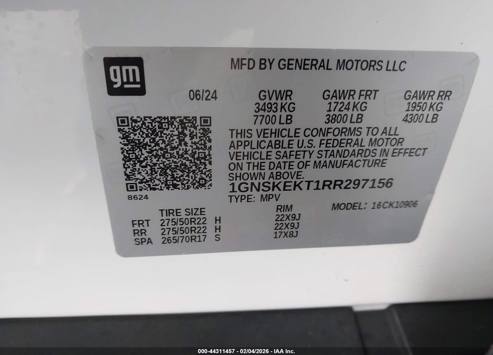 2024 CHEVROLET SUBURBAN 4WD RST VIN: 1GNSKEKT1RR297156