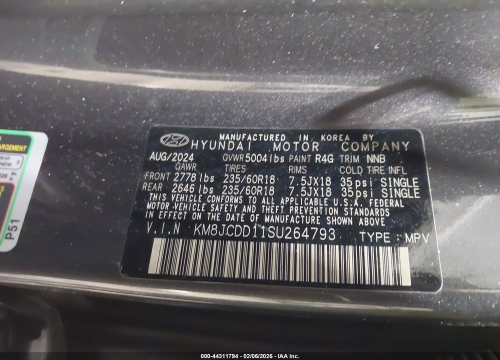 2025 HYUNDAI TUCSON HYBRID SEL CONVENIENCE VIN: KM8JCDD11SU264793