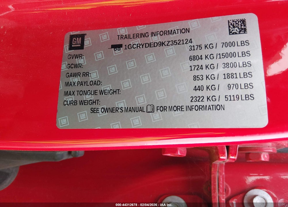 2019 CHEVROLET SILVERADO 1500 LT VIN: 1GCRYDED9KZ352124