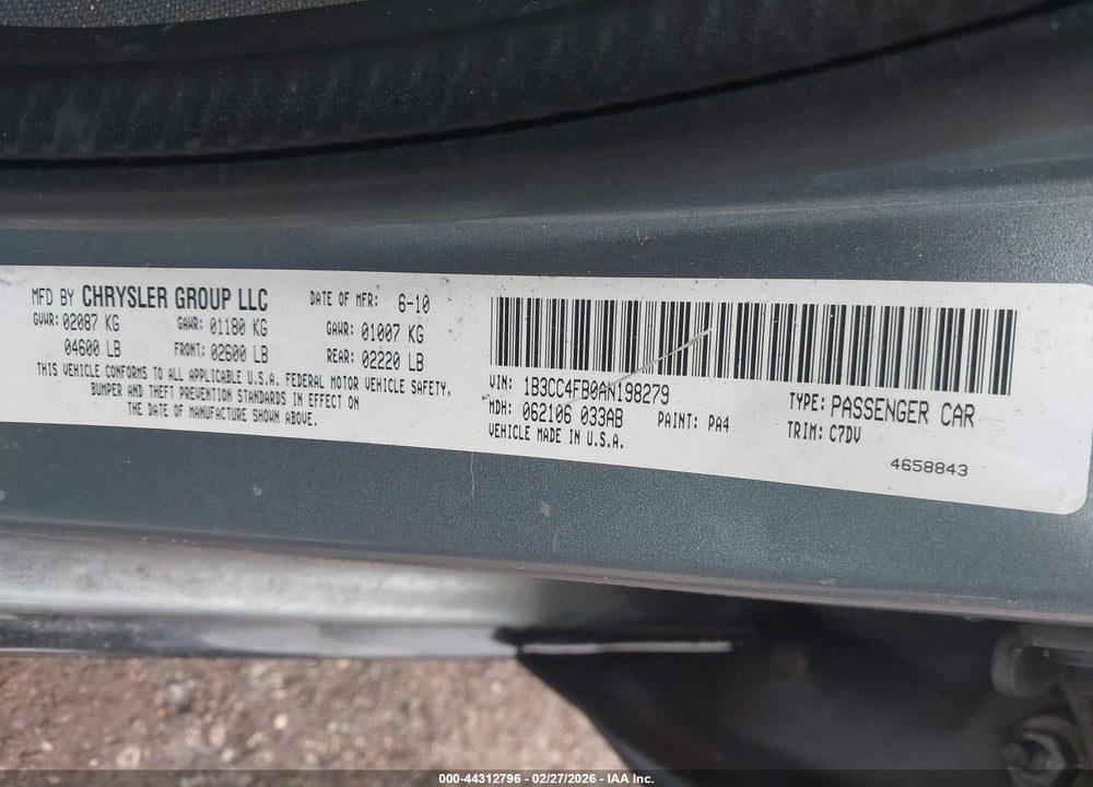 2010 DODGE AVENGER SXT VIN: 1B3CC4FB0AN198279