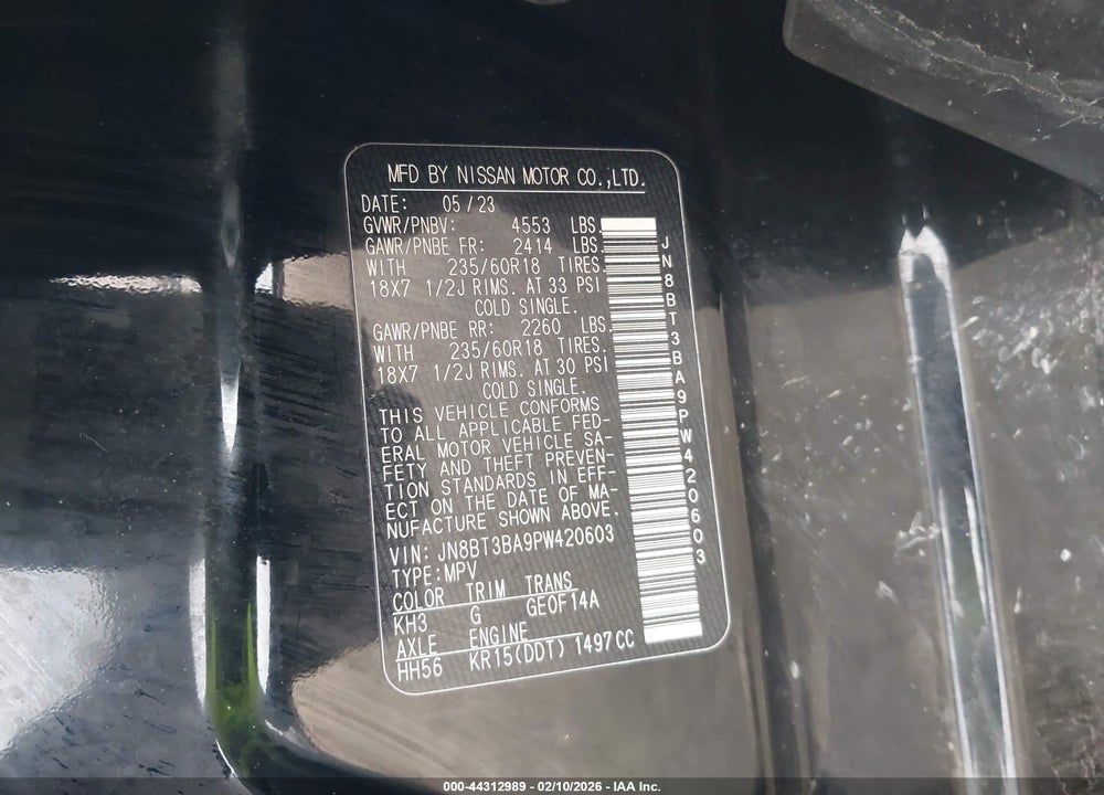 2023 NISSAN ROGUE SV FWD VIN: JN8BT3BA9PW420603