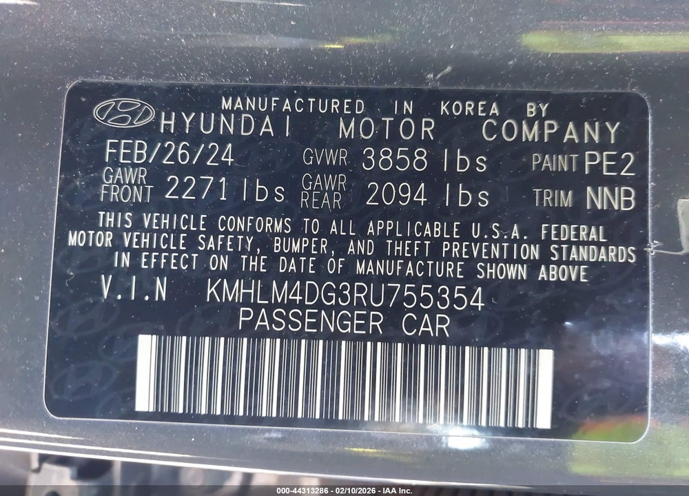 2024 HYUNDAI ELANTRA SEL VIN: KMHLM4DG3RU755354