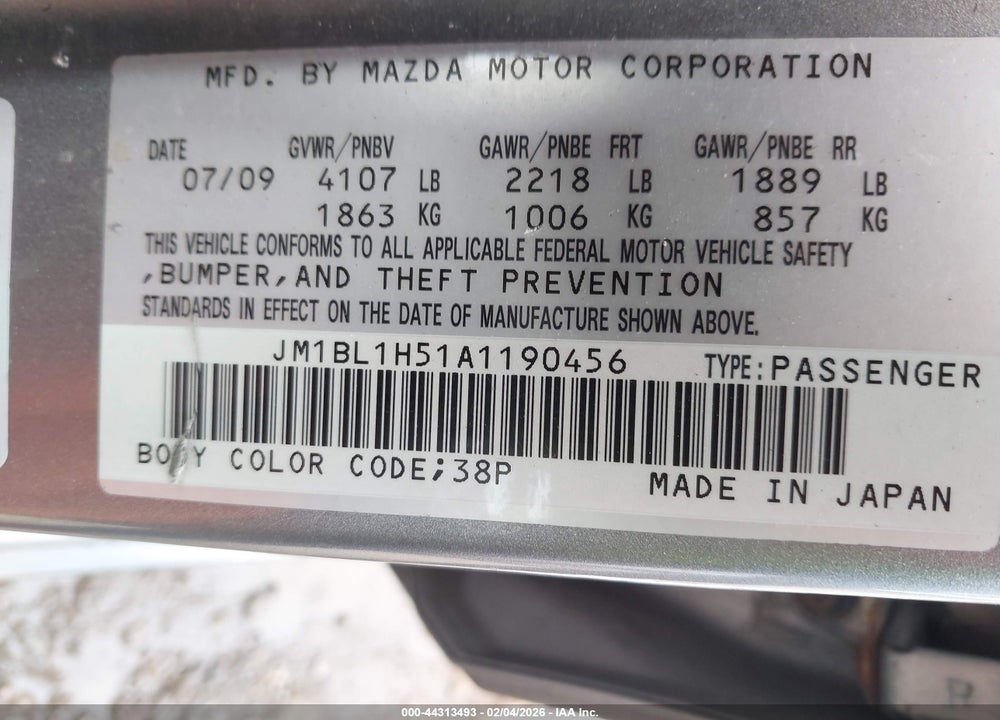 2010 MAZDA 3 S SPORT VIN: JM1BL1H51A1190456