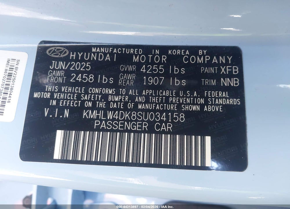 2025 HYUNDAI ELANTRA N VIN: KMHLW4DK8SU034158