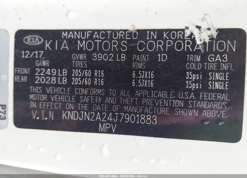 2018 KIA SOUL VIN: KNDJN2A24J7901883