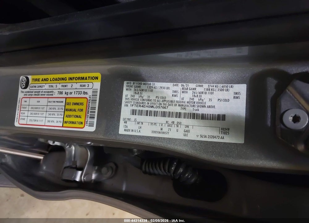 2021 FORD RANGER XL VIN: 1FTER4EH0MLD57667