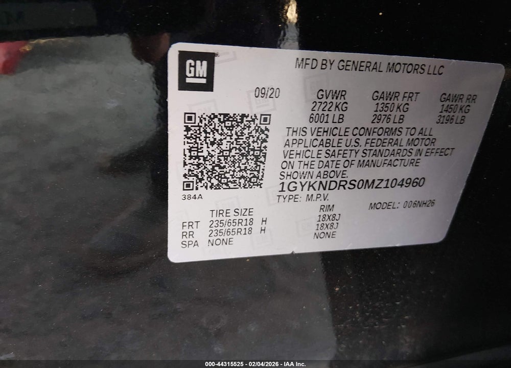 2021 CADILLAC XT5 AWD PREMIUM LUXURY VIN: 1GYKNDRS0MZ104960