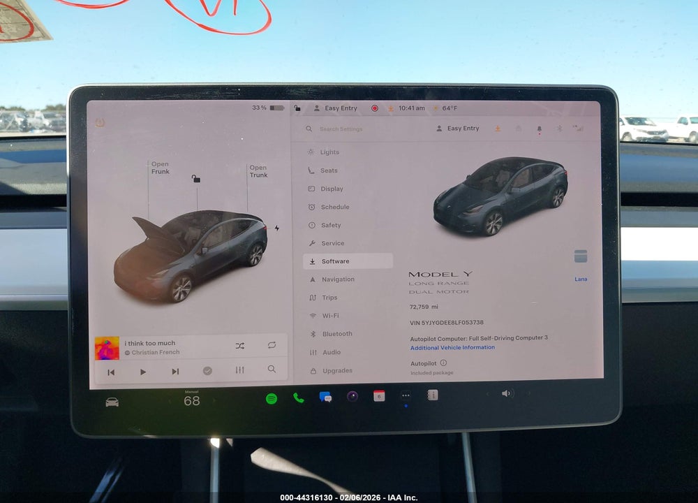 2020 TESLA MODEL Y LONG RANGE DUAL MOTOR ALL-WHEEL DRIVE VIN: 5YJYGDEE8LF053738