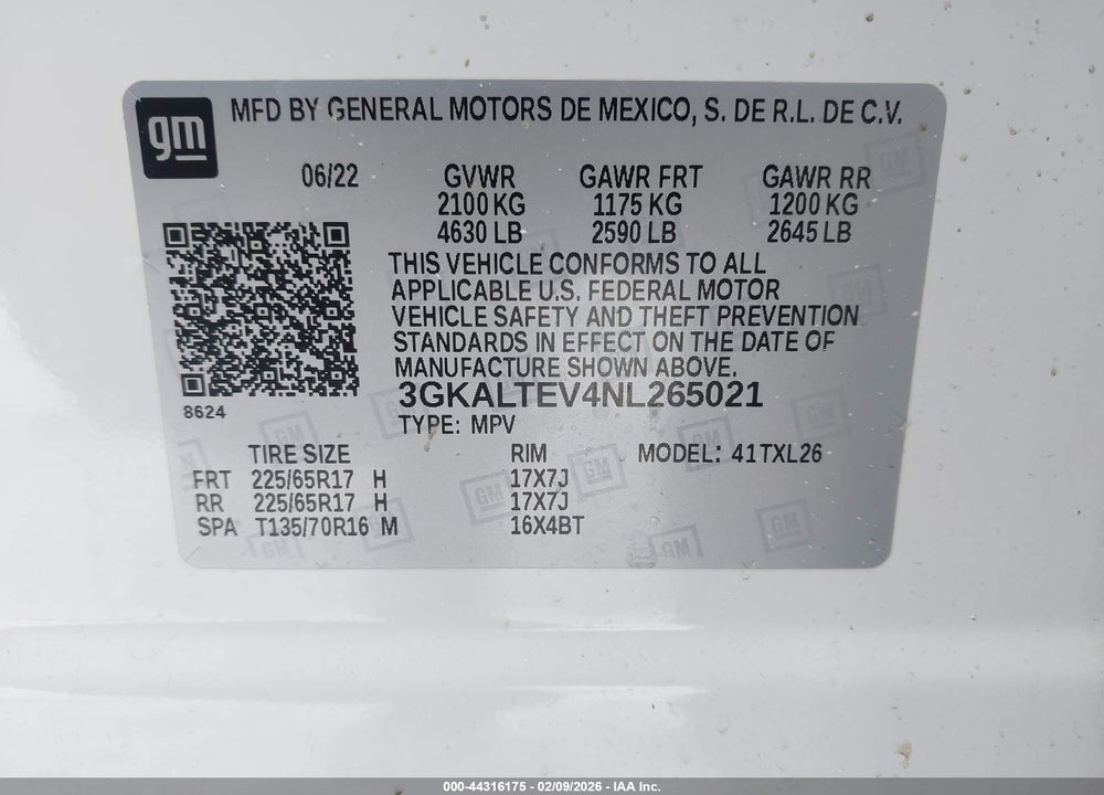 2022 GMC TERRAIN AWD SLE VIN: 3GKALTEV4NL265021