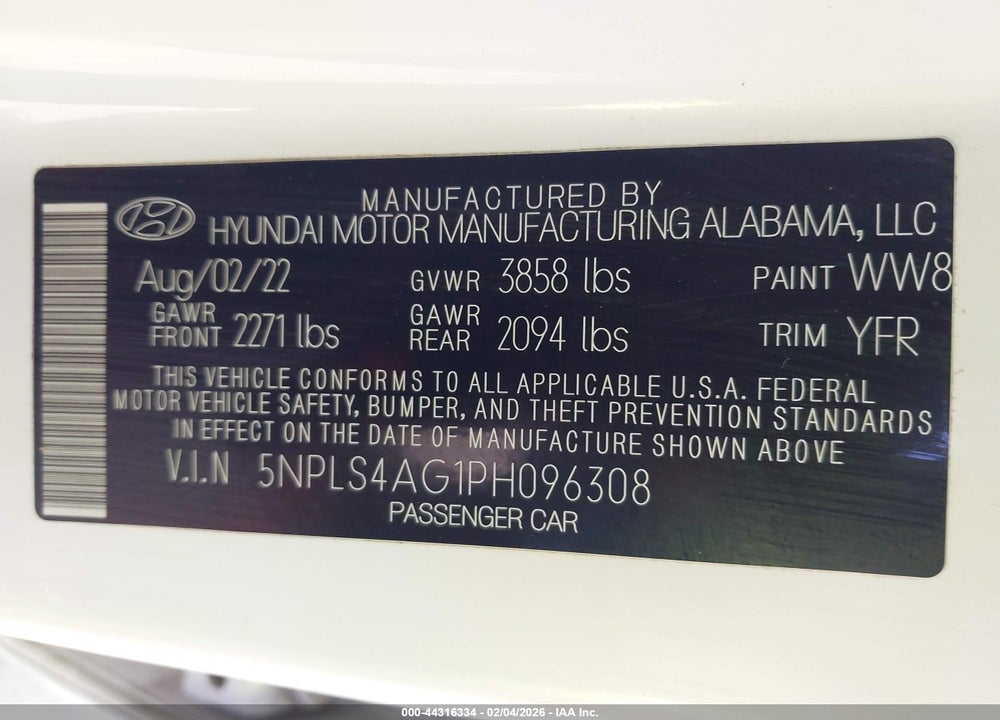 2023 HYUNDAI ELANTRA SEL VIN: 5NPLS4AG1PH096308