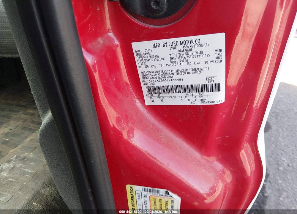 2015 FORD F-250 XL VIN: 1FT7X2B65FEC90951
