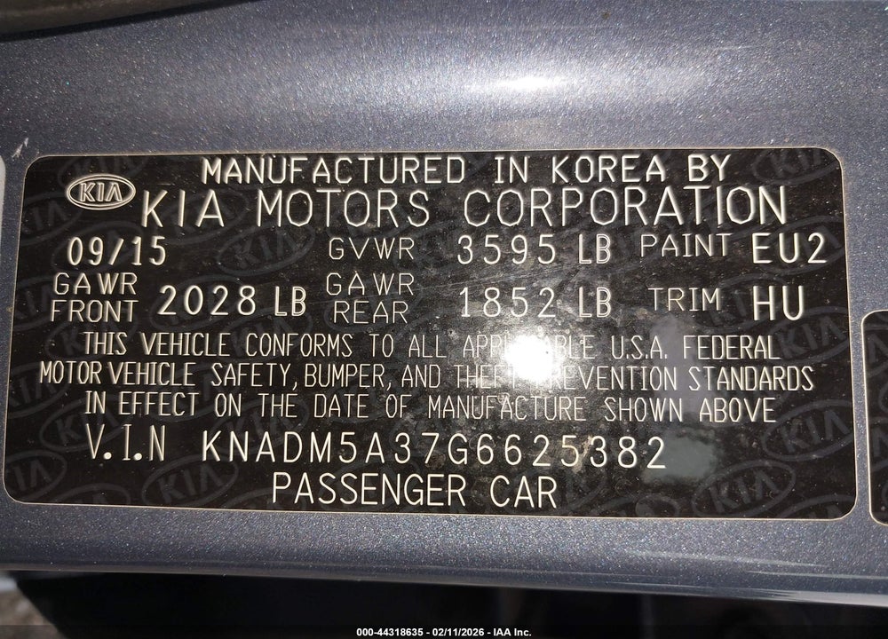 2016 KIA RIO LX VIN: KNADM5A37G6625382