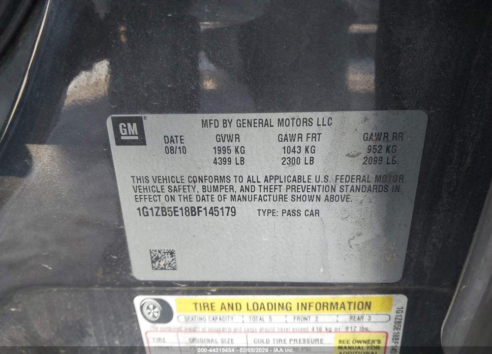 2011 CHEVROLET MALIBU LS VIN: 1G1ZB5E18BF145179