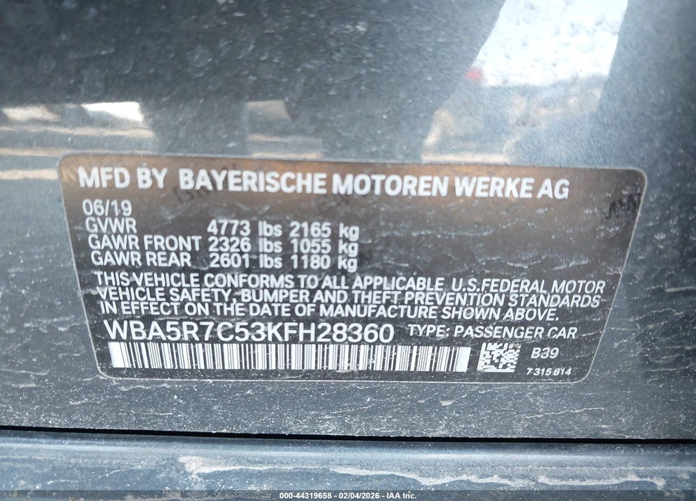2019 BMW 330I XDRIVE VIN: WBA5R7C53KFH28360