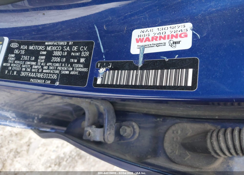 2017 KIA FORTE LX VIN: 3KPFK4A74HE013506