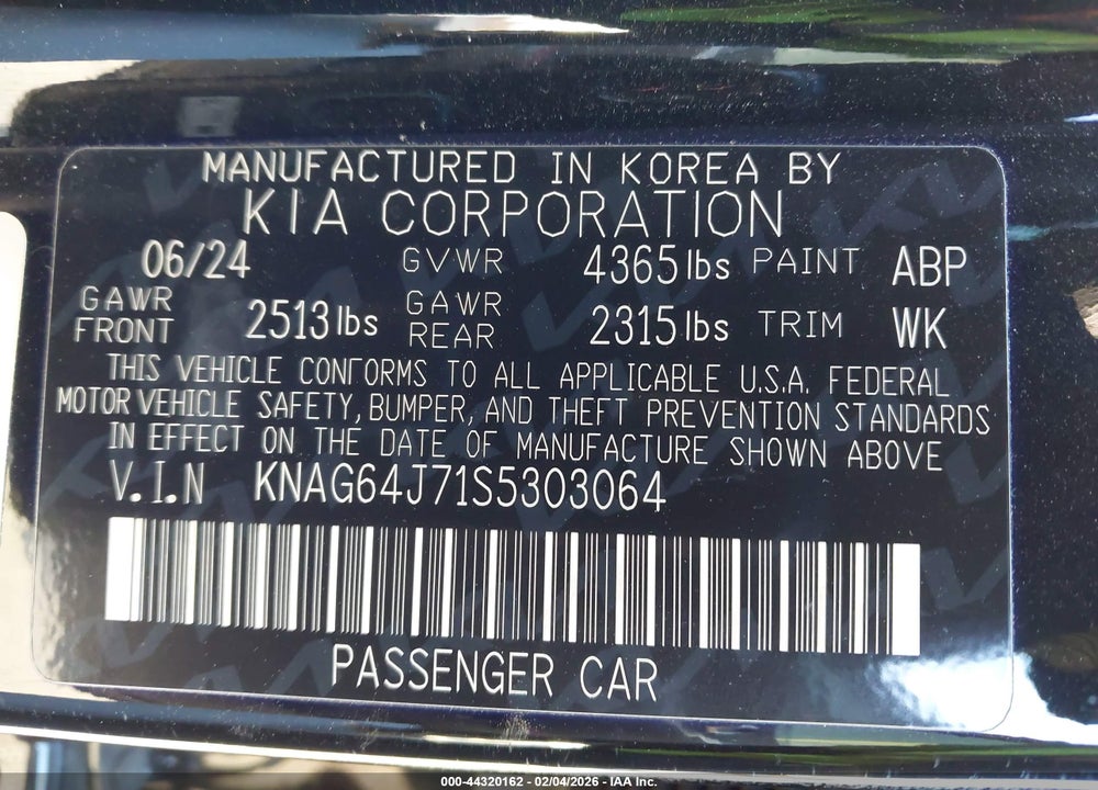 2025 KIA K5 GT-LINE VIN: KNAG64J71S5303064