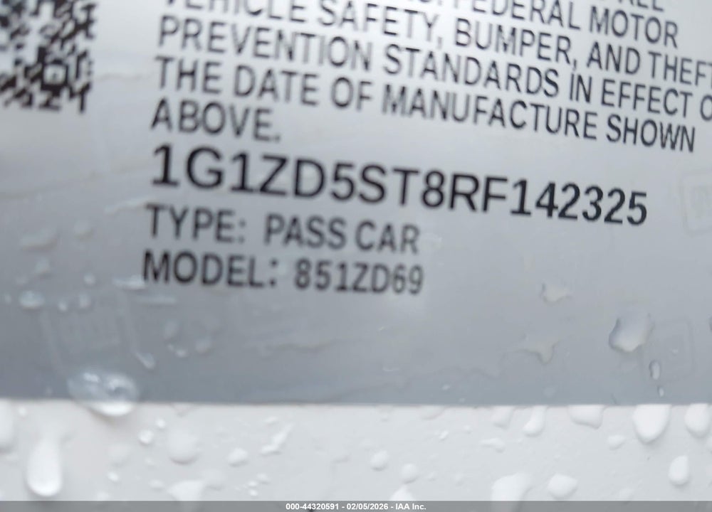 2024 CHEVROLET MALIBU FWD 1LT VIN: 1G1ZD5ST8RF142325