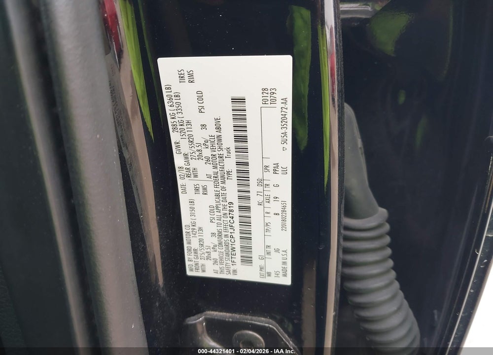 2018 FORD F-150 XL VIN: 1FTEW1CP1JFC47819