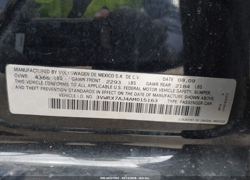 2010 VOLKSWAGEN JETTA SE VIN: 3VWRX7AJ4AM015163