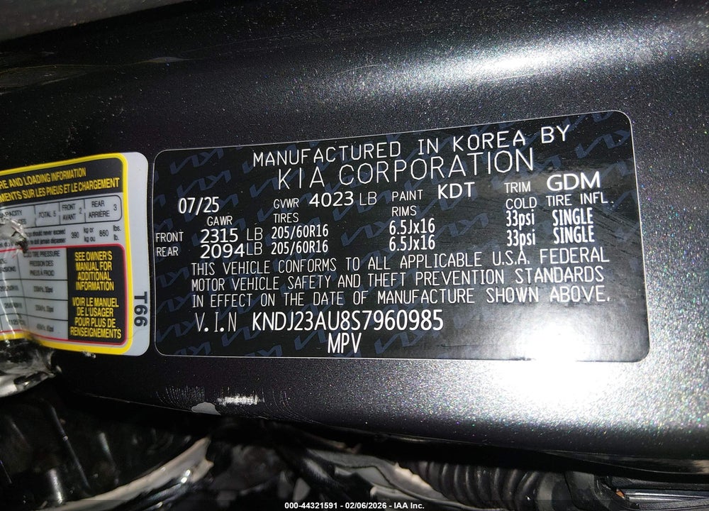 2025 KIA SOUL LX VIN: KNDJ23AU8S7960985