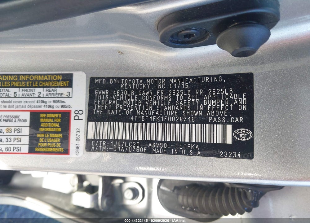 2015 TOYOTA CAMRY XSE VIN: 4T1BF1FK1FU028716