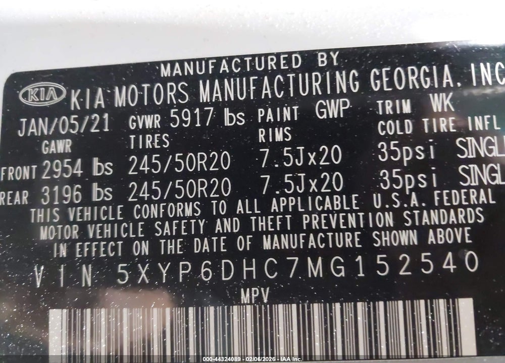 2021 KIA TELLURIDE S VIN: 5XYP6DHC7MG152540