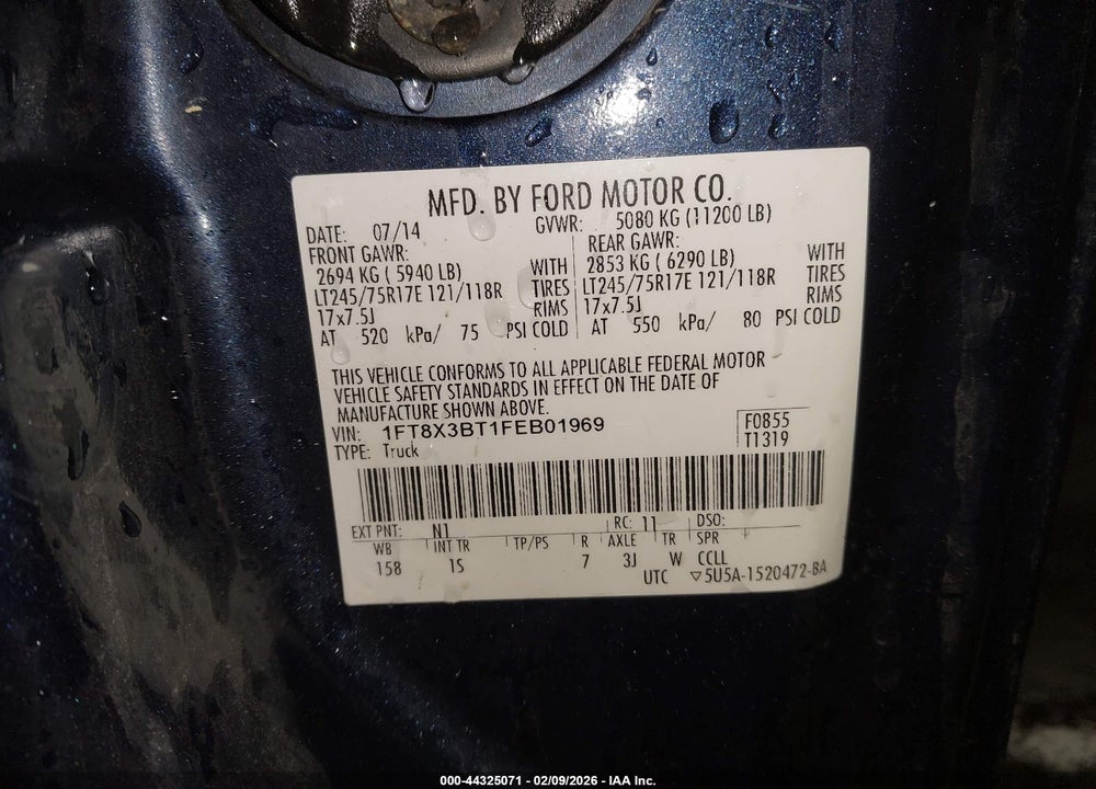 2015 FORD F-350 XL VIN: 1FT8X3BT1FEB01969