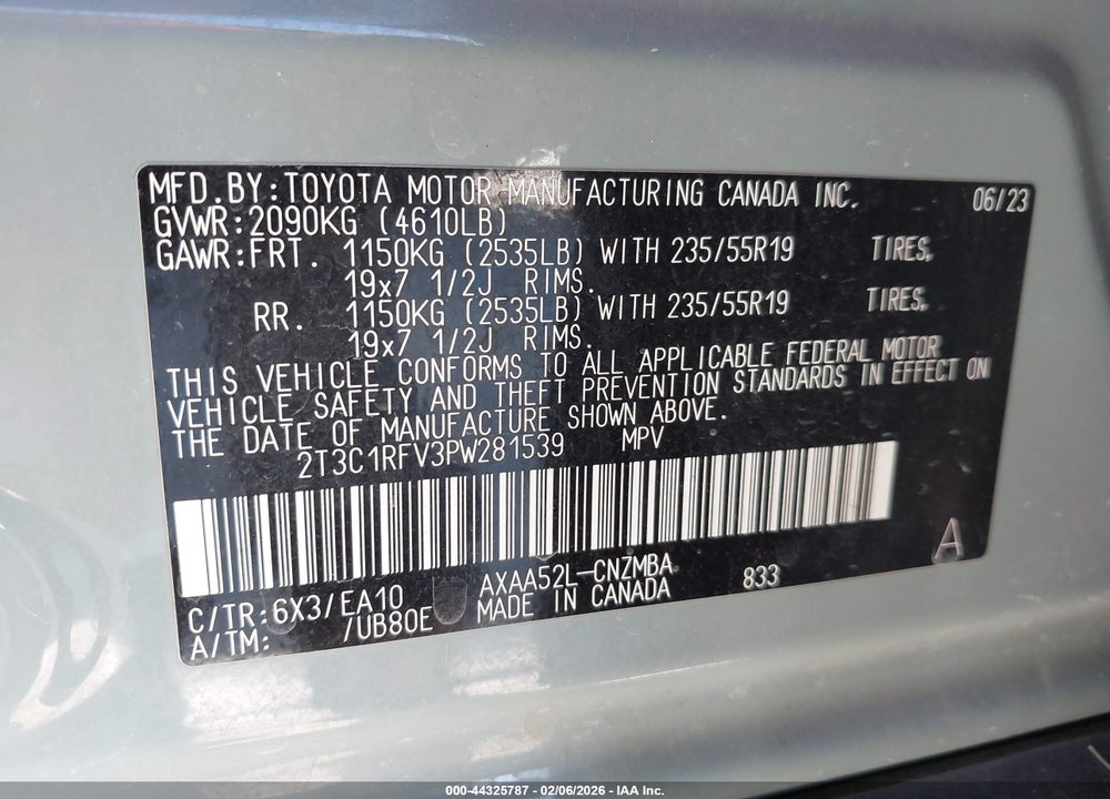 2023 TOYOTA RAV4 XLE PREMIUM VIN: 2T3C1RFV3PW281539