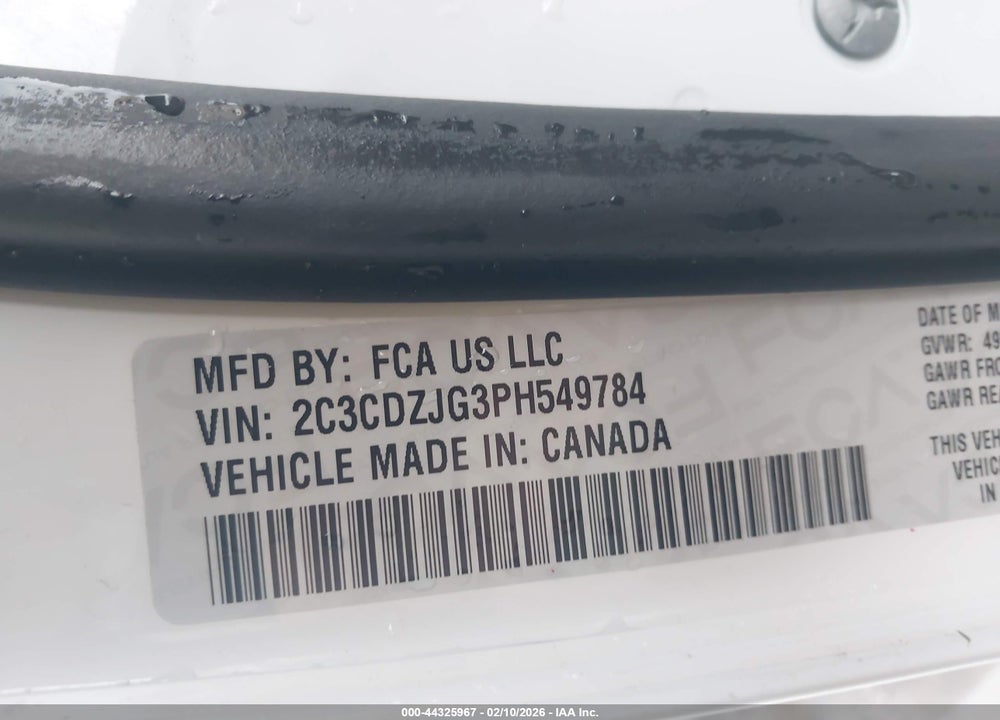 2023 DODGE CHALLENGER GT VIN: 2C3CDZJG3PH549784