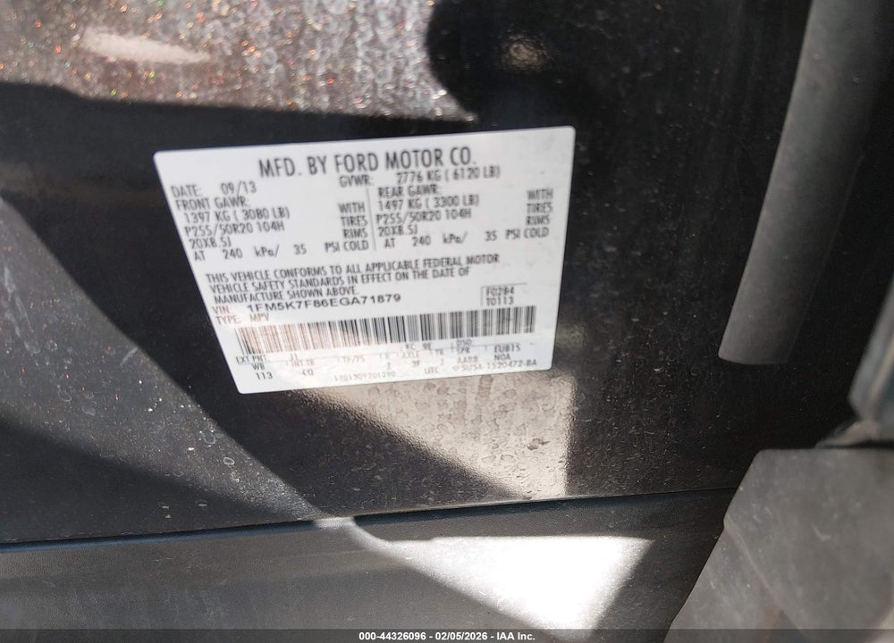 2014 FORD EXPLORER LIMITED VIN: 1FM5K7F86EGA71879