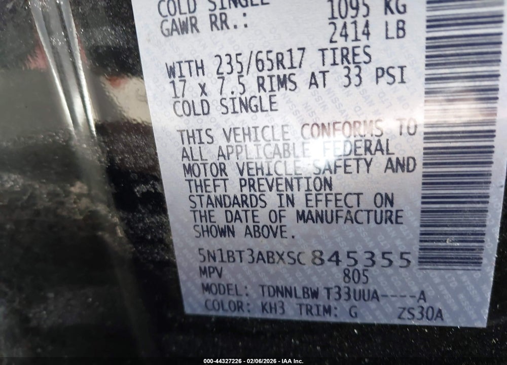2025 NISSAN ROGUE S INTELLIGENT AWD VIN: 5N1BT3ABXSC845355