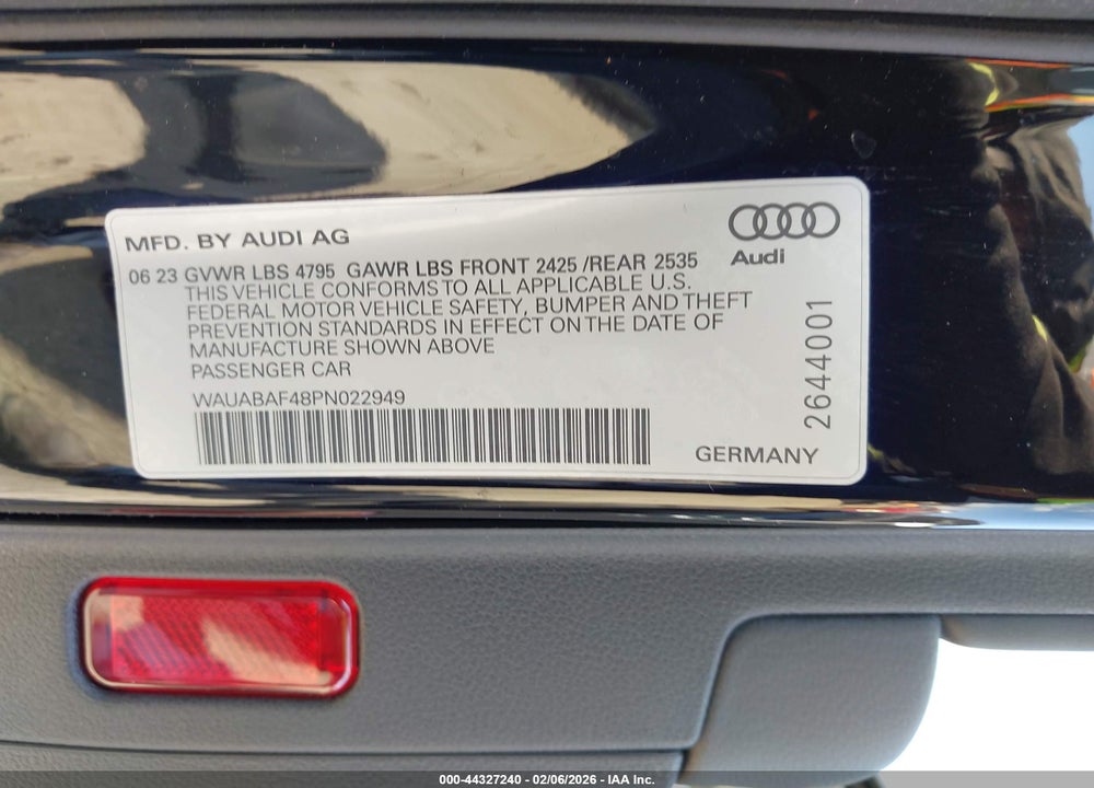 2023 AUDI A4 PREMIUM 40 TFSI QUATTRO S TRONIC VIN: WAUABAF48PN022949