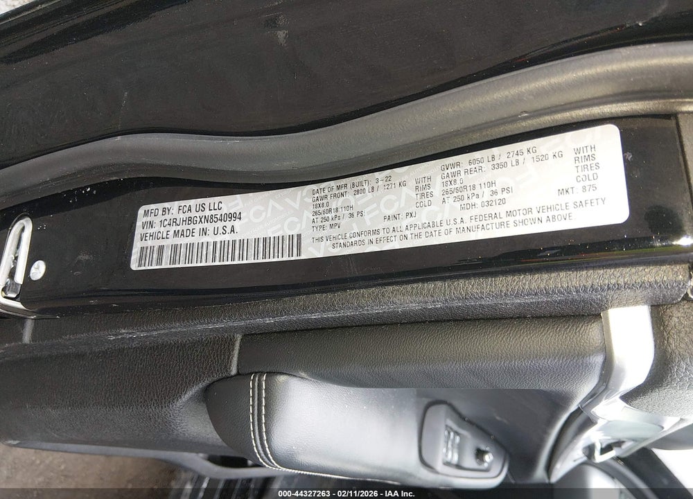 2022 JEEP GRAND CHEROKEE LIMITED 4X4 VIN: 1C4RJHBGXN8540994