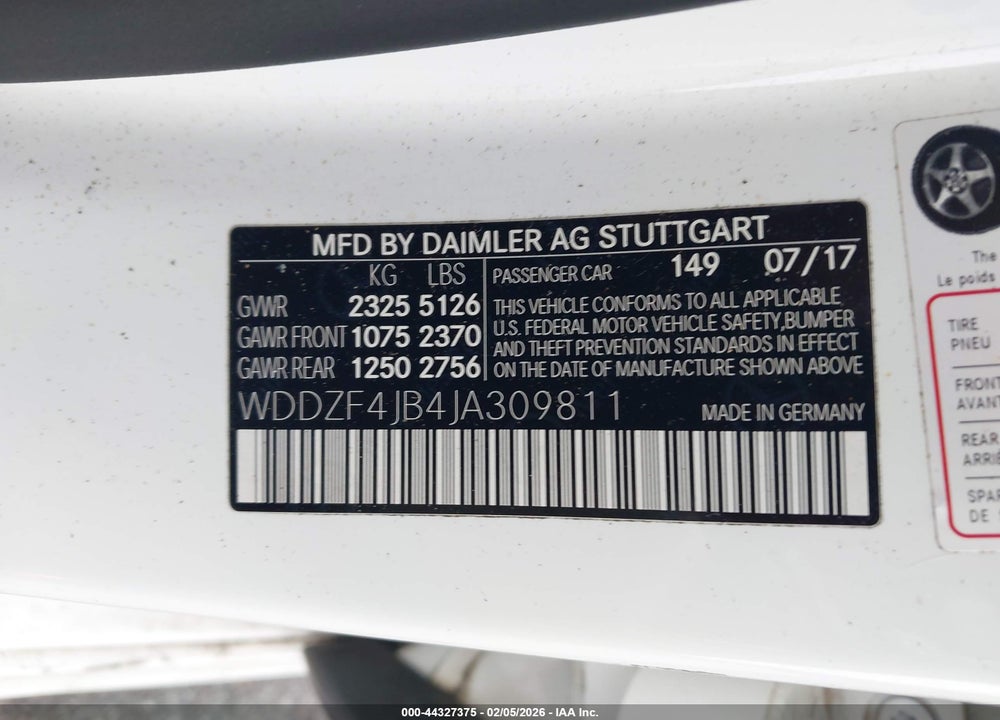 2018 MERCEDES-BENZ E 300 VIN: WDDZF4JB4JA309811