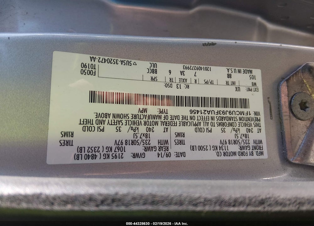 2015 FORD ESCAPE TITANIUM VIN: 1FMCU9J93FUA21456
