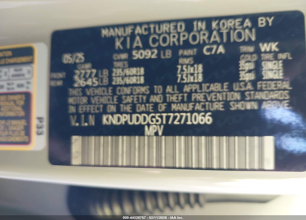 2026 KIA SPORTAGE HYBRID S VIN: KNDPUDDG5T7271066