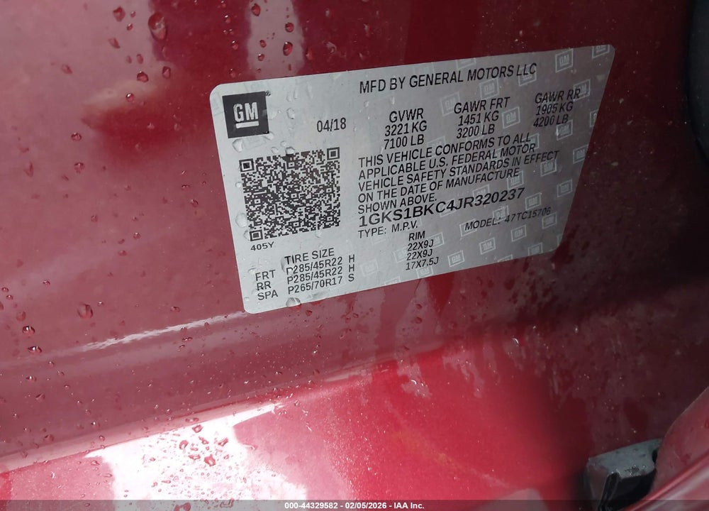 2018 GMC YUKON SLT VIN: 1GKS1BKC4JR320237