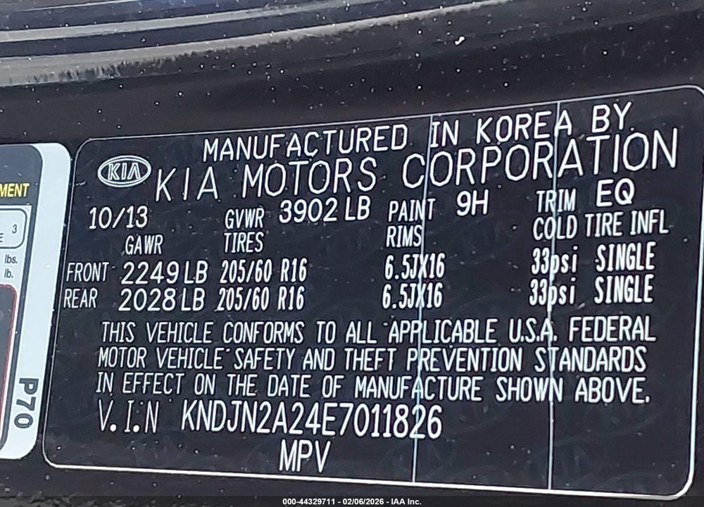 2014 KIA SOUL VIN: KNDJN2A24E7011826