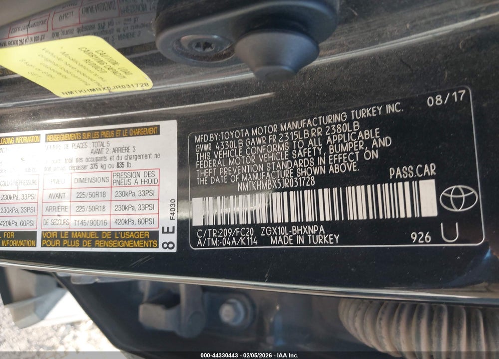 2018 TOYOTA C-HR XLE PREMIUM VIN: NMTKHMBX5JR031728
