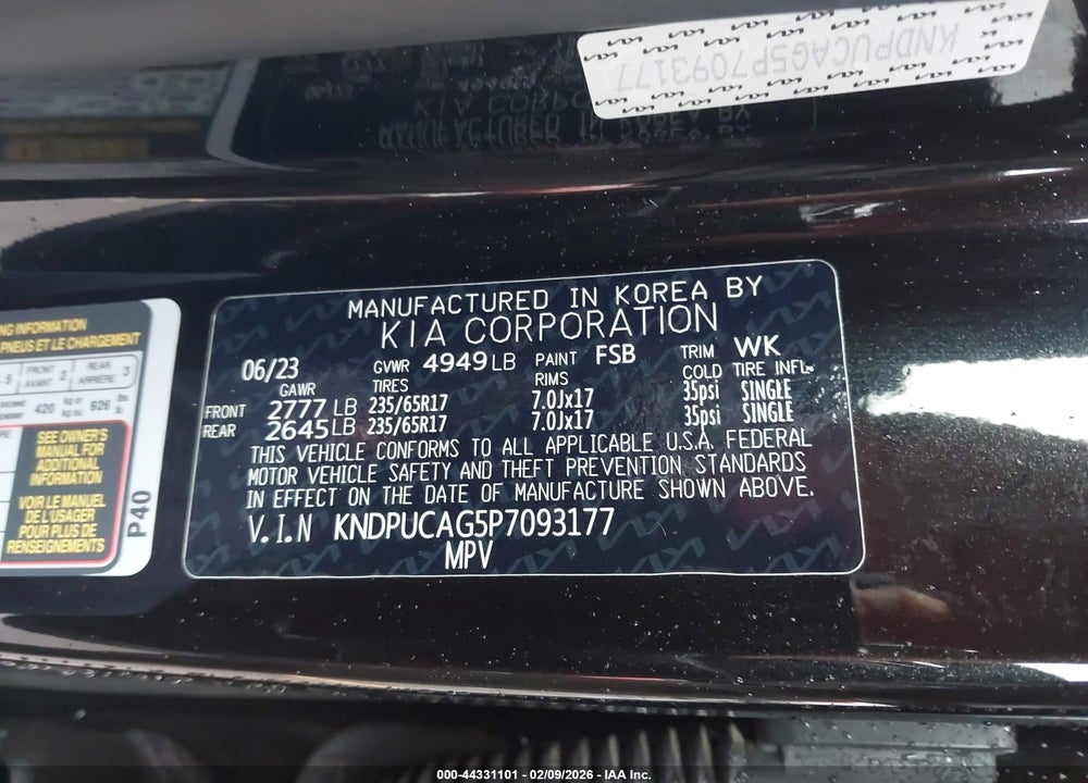 2023 KIA SPORTAGE HYBRID LX VIN: KNDPUCAG5P7093177