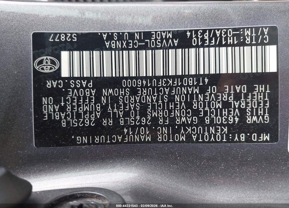 2015 TOYOTA CAMRY HYBRID LE VIN: 4T1BD1FK3FU146000