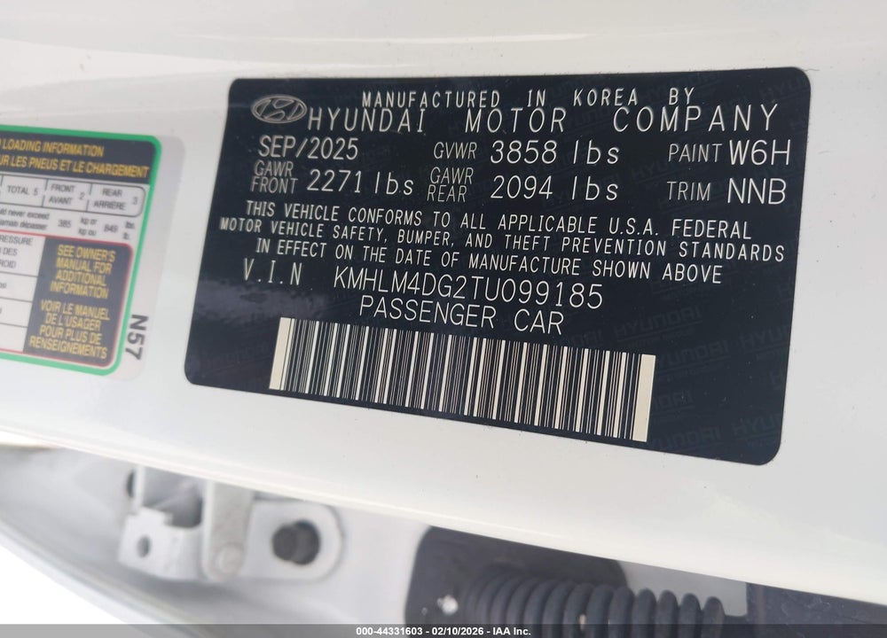 2026 HYUNDAI ELANTRA SEL SPORT VIN: KMHLM4DG2TU099185