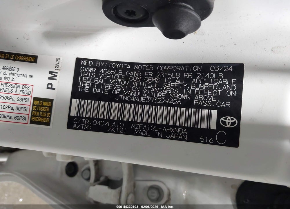 2024 TOYOTA COROLLA XSE VIN: JTNC4MBE3R3229426